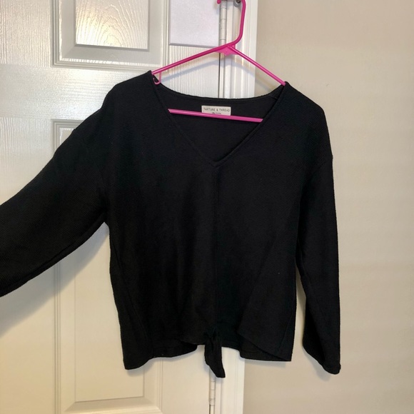 Madewell Texture & Thread Black Front Tie Top - Picture 4 of 8